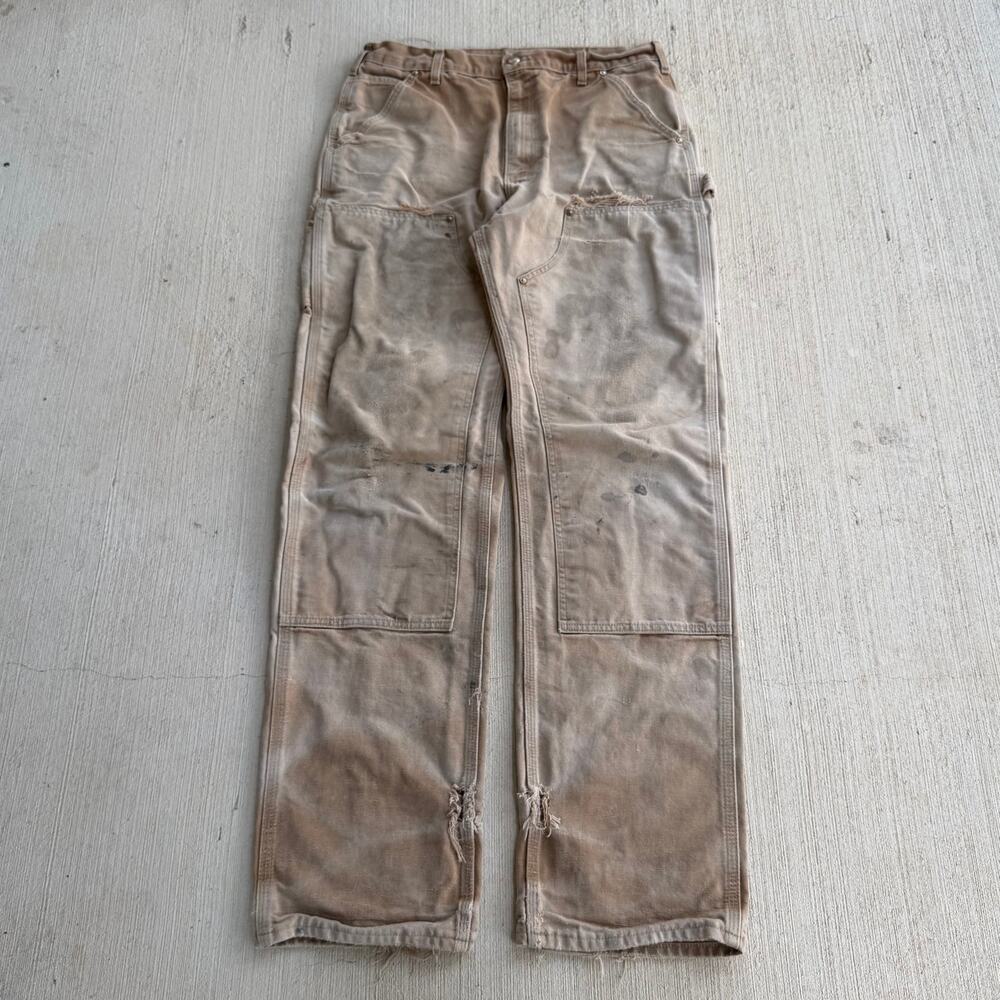 Carhartt faded brown double knee work wear carpenter pants